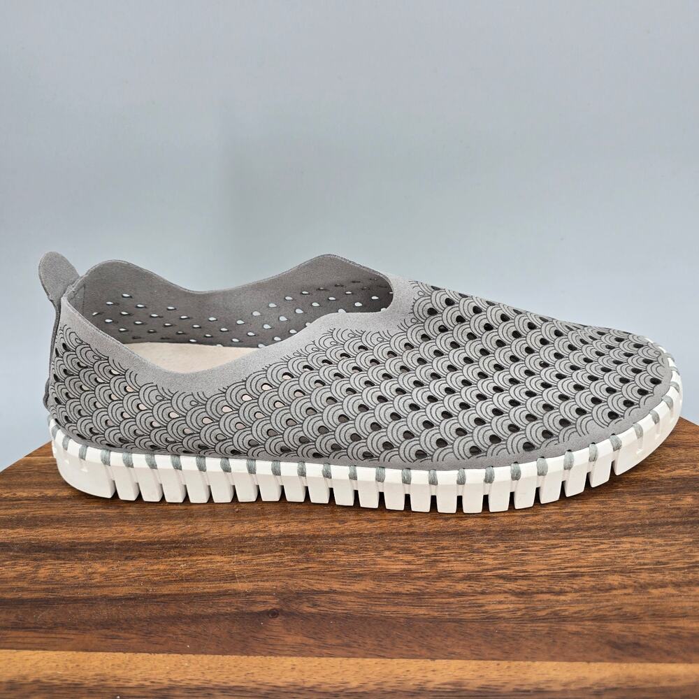 Ilse Jacobsen Shoes Womens 11.5 42 Gray Tulip Perforated Slip On Comfort Flats